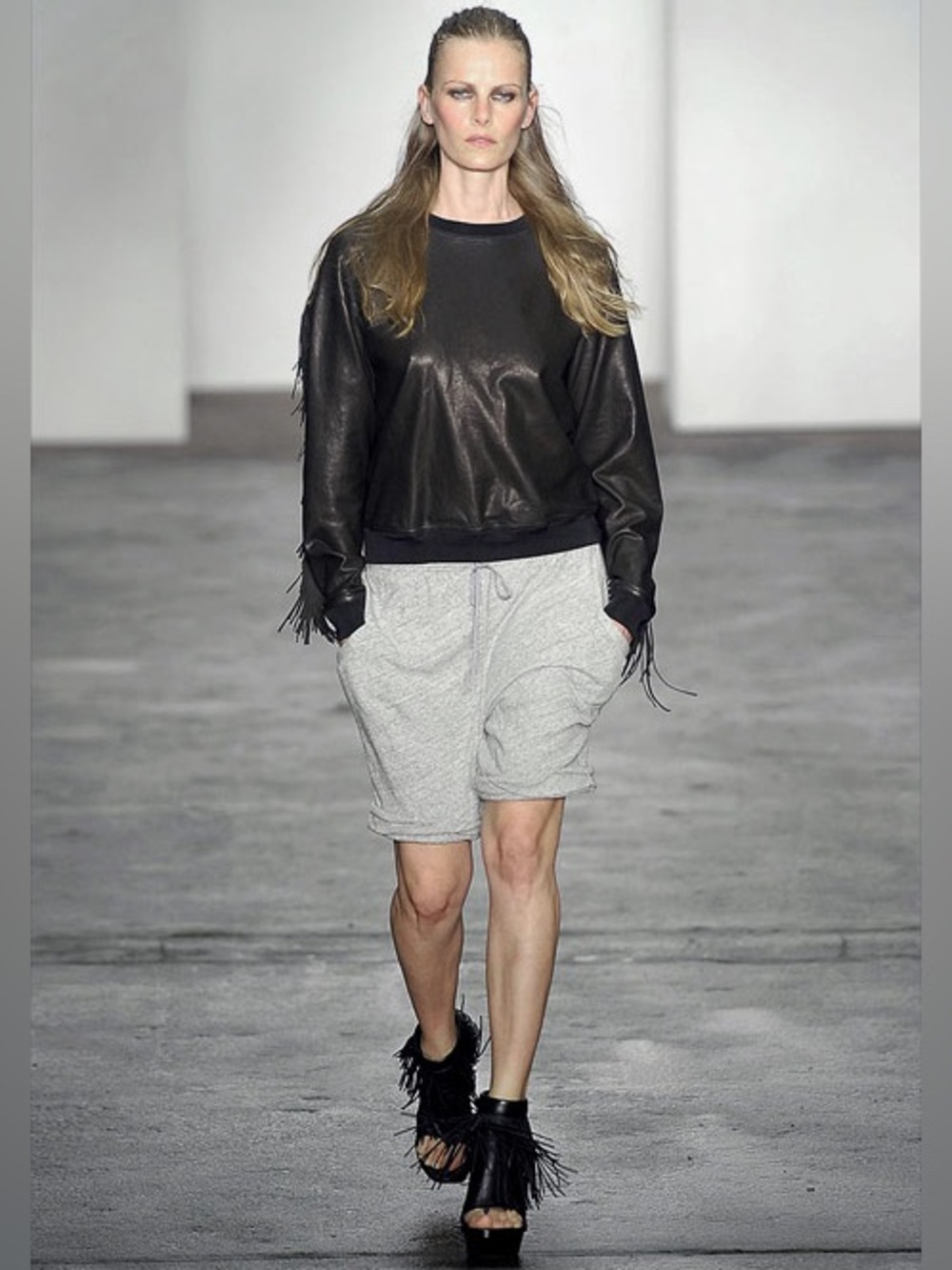 Rare Alexander Wang Spring 2009 Lamb Leather Fringe Sweatshirt Limited Edition